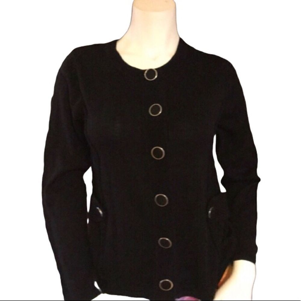 Jenny Black Cardigan Sweater Size SMALL